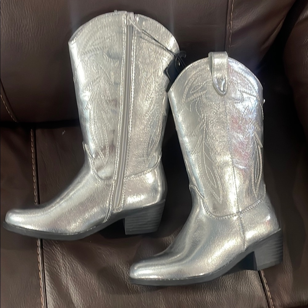 Children's Shimmering Silver Boots